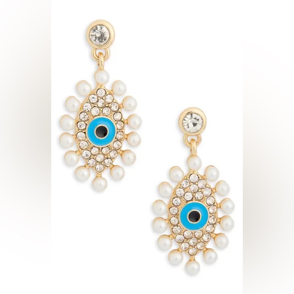 Baublebar Pearl & Crystal Evil Eye Drop Earrings